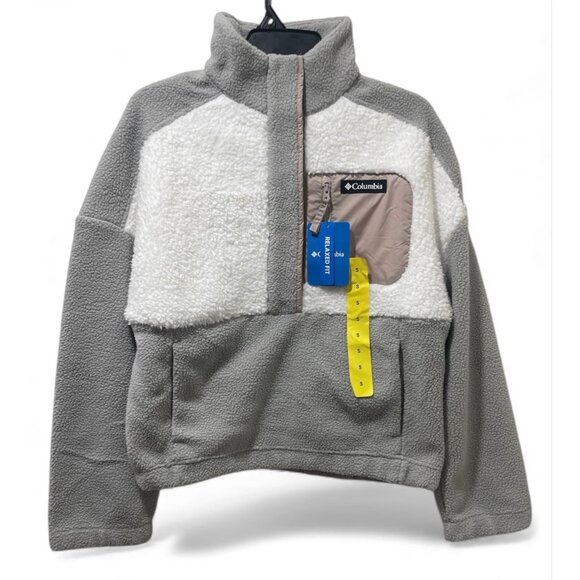 Columbia Sweaters - Columbia NWT Women's Long Sleeve Cropped Fleece Pullover, Small, Gray/White